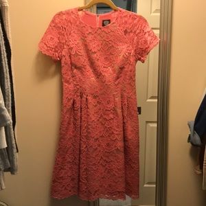 Vince Camuto pink lace dress.
